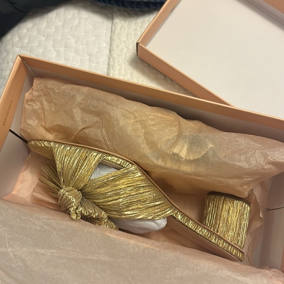 Loeffler Randall Emilia Gold Pleated Bow Heel - Picture 11 of 11